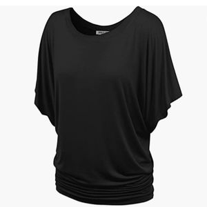 NWT Lock and Love Women's Solid Short Sleeve Blouse